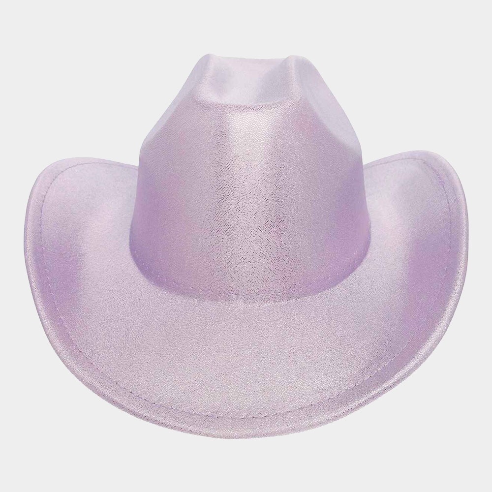 Purple Glitter Pointed Western Fedora Hat